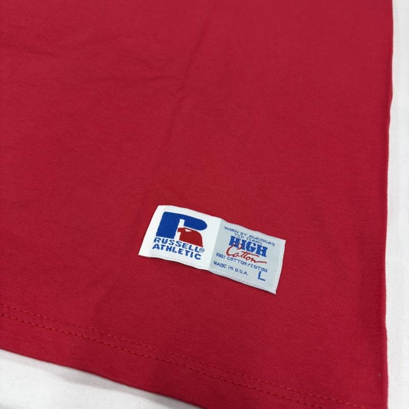 ラッセル RUSSELL Tシャツ 半袖 90 s クルーネック 半袖 無地 Tシャツ USA製 ポケット ハイコットン L 無地 赤 / レッド / red メンズ USED 古着 中古 50157064