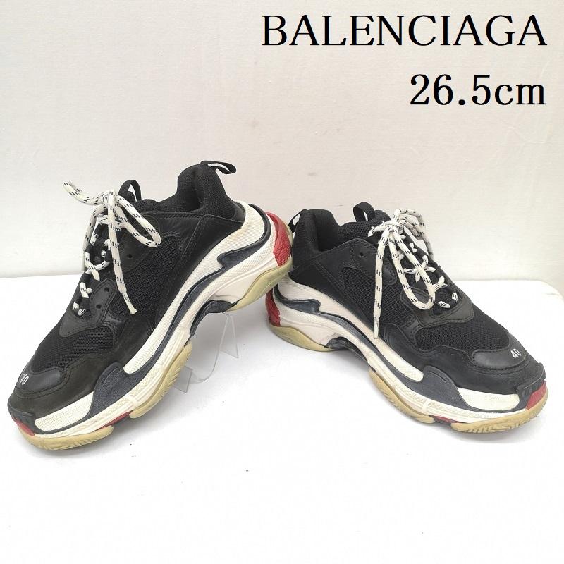 バレンシアガ BALENCIAGA スニーカー スニーカー トリプルS TRIPLE S ダッド スニーカー レザー メッシュ 厚底 40 533882 26.5cm 黒 / ブラック / black メンズ USED 古着 中古 50157069