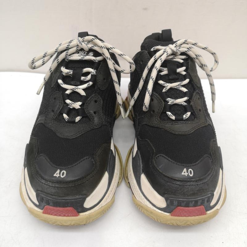 バレンシアガ BALENCIAGA スニーカー スニーカー トリプルS TRIPLE S ダッド スニーカー レザー メッシュ 厚底 40 533882 26.5cm 黒 / ブラック / black メンズ USED 古着 中古 50157069