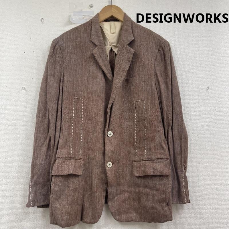 デザインワークス DESIGNWORKS ジャケット、上着 ジャケット、ブレザー 日本製 麻 ステッチ テーラード ジャケット 桃 / ピンク / pink メンズ USED 古着 中古 50157084