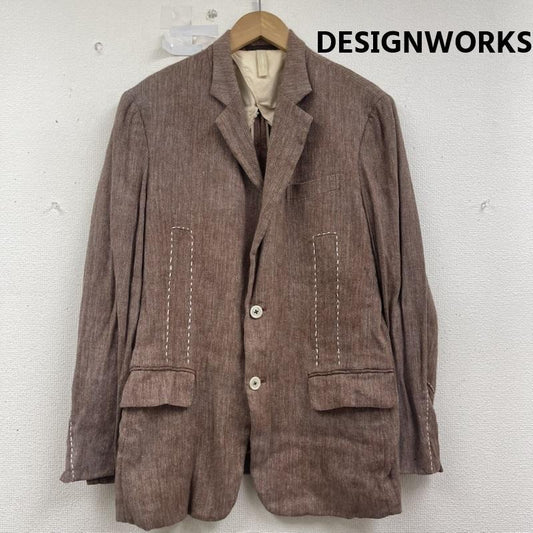 デザインワークス DESIGNWORKS ジャケット、上着 ジャケット、ブレザー 日本製 麻 ステッチ テーラード ジャケット 桃 / ピンク / pink メンズ USED 古着 中古 50157084