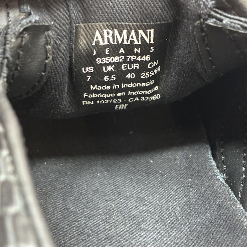 アルマーニ ジーンズ ARMANI JEANS スリッポン スリッポン クロコ 型押し スニーカー ローファー スリッポン 25.0cm ワンポイント X ロゴ、文字 黒 / ブラック / black メンズ USED 古着 中古 50157138
