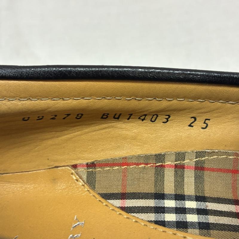 バーバリーロンドン Burberry London ローファー ローファー プレーントゥ レザー コイン ローファー ノバチェック 25.0cm チェック 黒 / ブラック / black メンズ USED 古着 中古 50157142