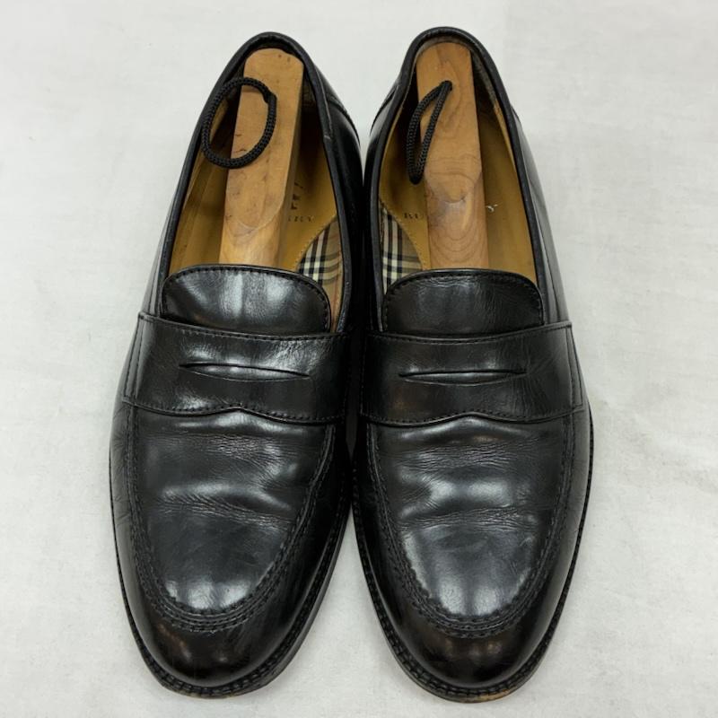 バーバリーロンドン Burberry London ローファー ローファー プレーントゥ レザー コイン ローファー ノバチェック 25.0cm チェック 黒 / ブラック / black メンズ USED 古着 中古 50157142