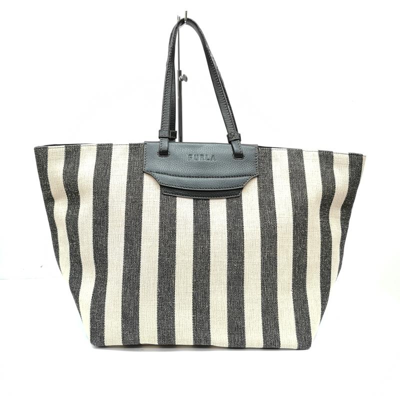 フルラ FURLA トートバッグ トートバッグ キャンバス レザー トート バッグ A4収納可 - 黒 / ブラック / black X ベージュ / ベージュ / beige レディース USED 古着 中古 50157149