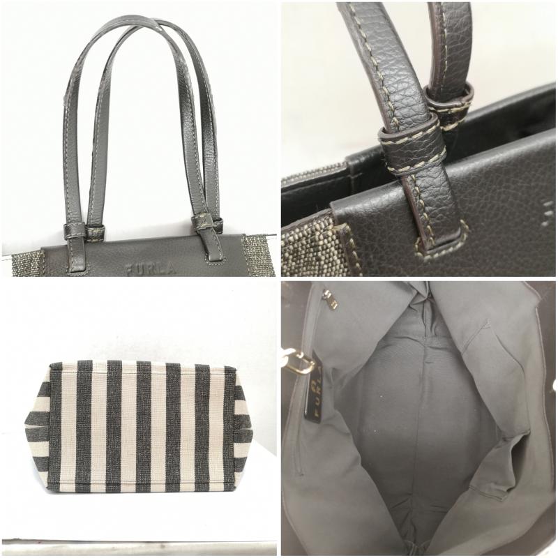 フルラ FURLA トートバッグ トートバッグ キャンバス レザー トート バッグ A4収納可 - 黒 / ブラック / black X ベージュ / ベージュ / beige レディース USED 古着 中古 50157149
