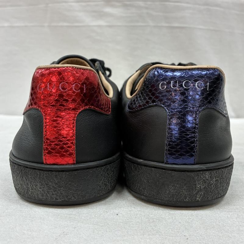 グッチ GUCCI スニーカー スニーカー エース エンブロイダリー レザー スニーカー タイガー 虎 25.5cm ロゴ、文字 X 刺繍 黒 / ブラック / black X 青 / ブルー / blue X 赤 / レッド / red メンズ USED 古着 中古 50157151