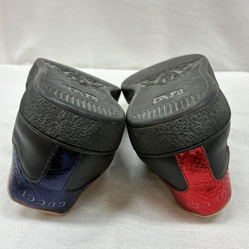 グッチ GUCCI スニーカー スニーカー エース エンブロイダリー レザー スニーカー タイガー 虎 25.5cm ロゴ、文字 X 刺繍 黒 / ブラック / black X 青 / ブルー / blue X 赤 / レッド / red メンズ USED 古着 中古 50157151