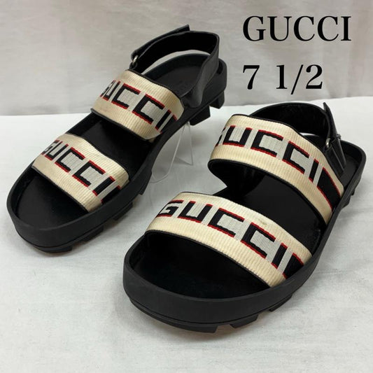 グッチ GUCCI サンダル サンダル ストライプ テープ ロゴ ストラップ サンダル 26.0cm ロゴ、文字 黒 / ブラック / black メンズ USED 古着 中古 50157153