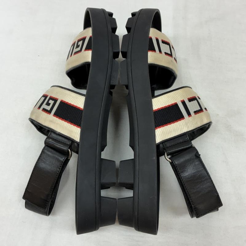 グッチ GUCCI サンダル サンダル ストライプ テープ ロゴ ストラップ サンダル 26.0cm ロゴ、文字 黒 / ブラック / black メンズ USED 古着 中古 50157153