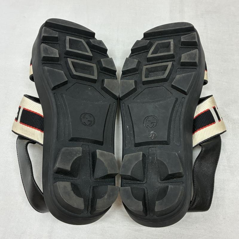 グッチ GUCCI サンダル サンダル ストライプ テープ ロゴ ストラップ サンダル 26.0cm ロゴ、文字 黒 / ブラック / black メンズ USED 古着 中古 50157153
