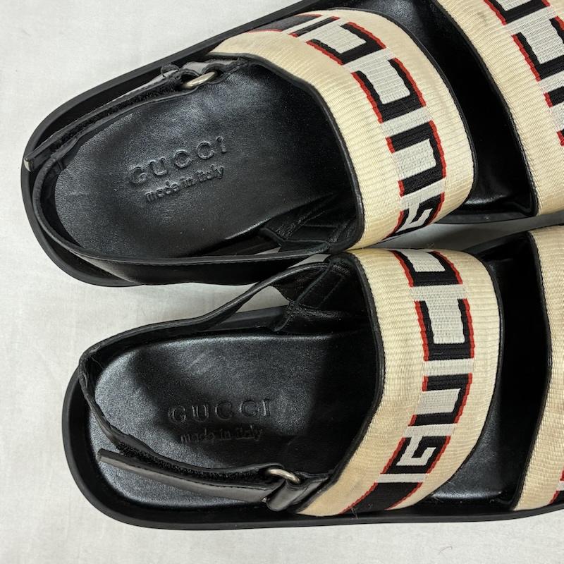 グッチ GUCCI サンダル サンダル ストライプ テープ ロゴ ストラップ サンダル 26.0cm ロゴ、文字 黒 / ブラック / black メンズ USED 古着 中古 50157153