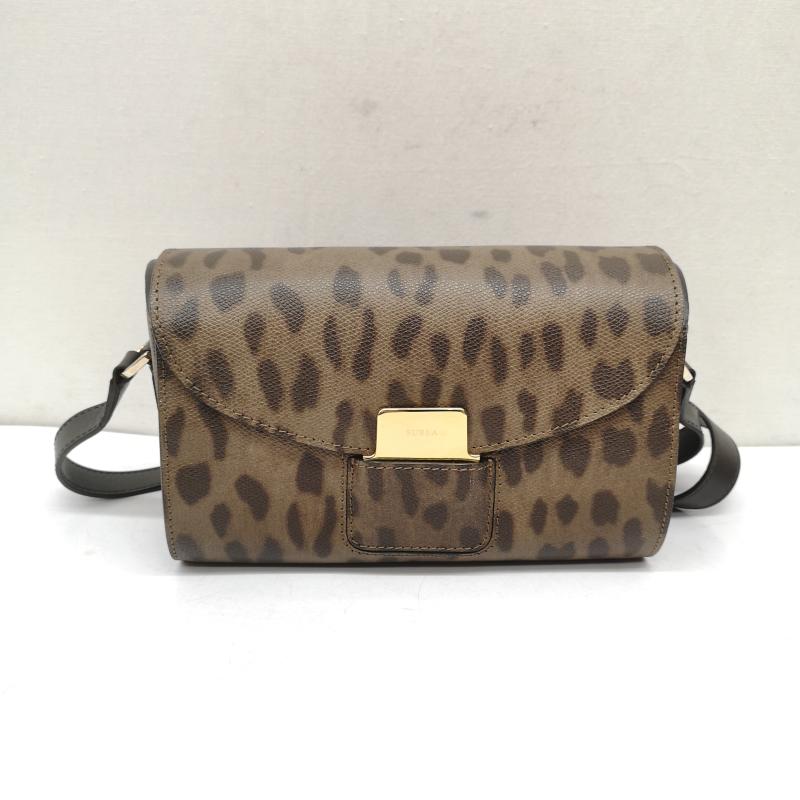 フルラ FURLA ショルダーバッグ ショルダーバッグ アニマル レオパード レザー フラップ ショルダーバッグ - 茶 / ブラウン / brown レディース USED 古着 中古 50157160