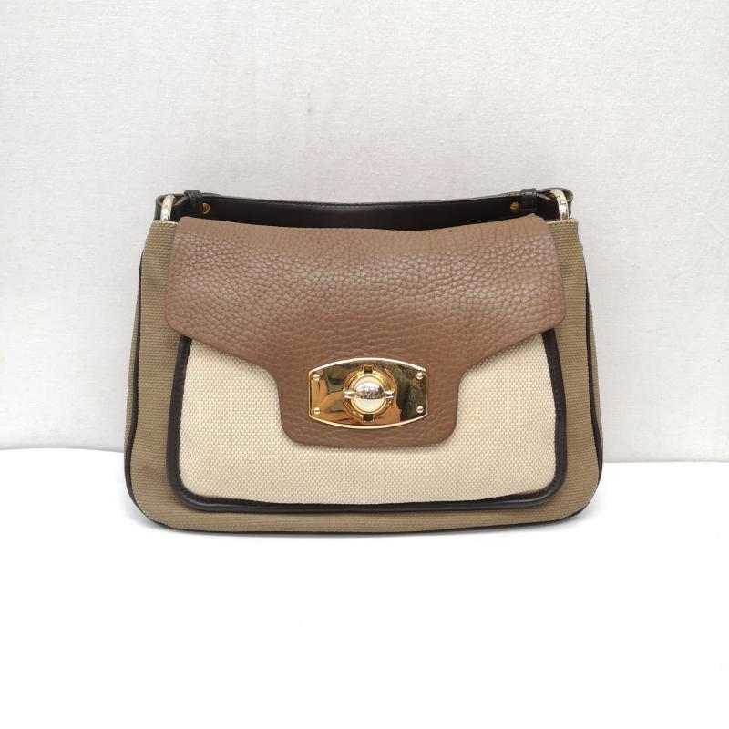 フルラ FURLA ハンドバッグ ハンドバッグ 3way ショルダー バッグ ハンド クラッチ キャンバス レザー - 茶 / ブラウン / brown X ベージュ / ベージュ / beige レディース USED 古着 中古 50157171