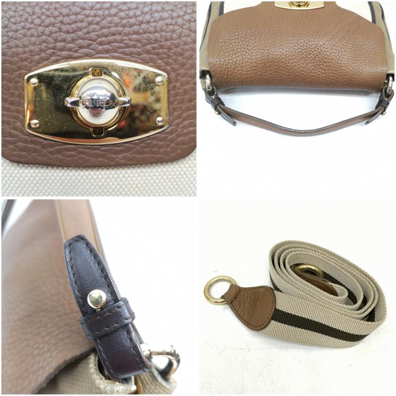 フルラ FURLA ハンドバッグ ハンドバッグ 3way ショルダー バッグ ハンド クラッチ キャンバス レザー - 茶 / ブラウン / brown X ベージュ / ベージュ / beige レディース USED 古着 中古 50157171
