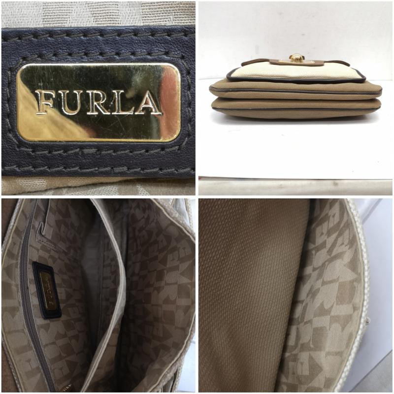 フルラ FURLA ハンドバッグ ハンドバッグ 3way ショルダー バッグ ハンド クラッチ キャンバス レザー - 茶 / ブラウン / brown X ベージュ / ベージュ / beige レディース USED 古着 中古 50157171