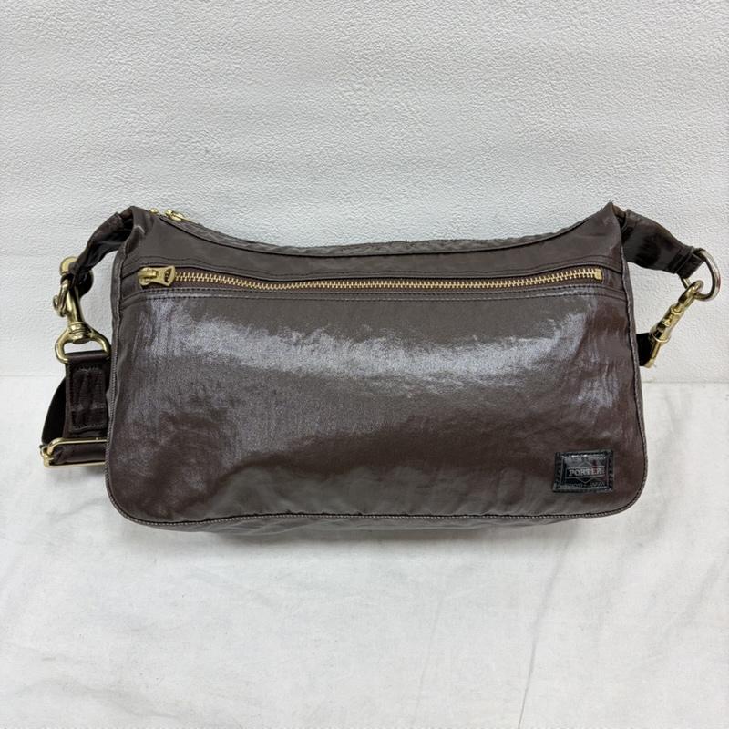 ポーター PORTER ショルダーバッグ ショルダーバッグ ショルダー バッグ シャインライン コーティング ナイロン ロゴ - 無地 X ワンポイント X ロゴ、文字 茶 / ブラウン / brown メンズ USED 古着 中古 50157176