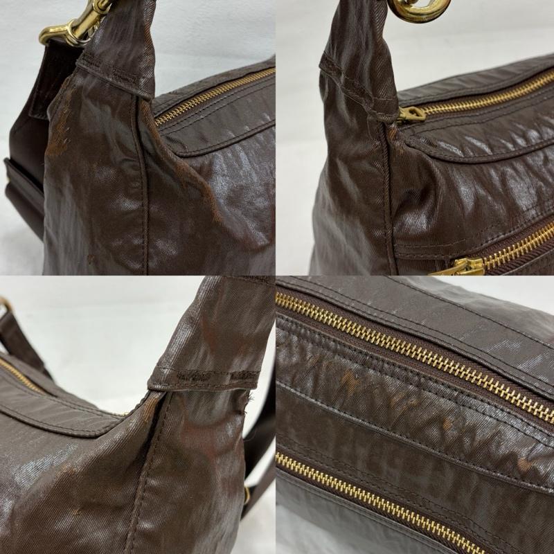 ポーター PORTER ショルダーバッグ ショルダーバッグ ショルダー バッグ シャインライン コーティング ナイロン ロゴ - 無地 X ワンポイント X ロゴ、文字 茶 / ブラウン / brown メンズ USED 古着 中古 50157176