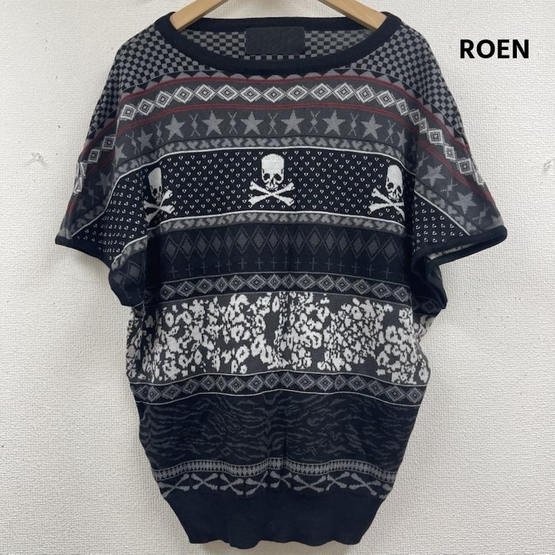 ロエン ROEN ニット、セーター 半袖 スカル ドクロ ニット セーター ノースリーブ y2k FREE 黒 / ブラック / black メンズ USED 古着 中古 50157188