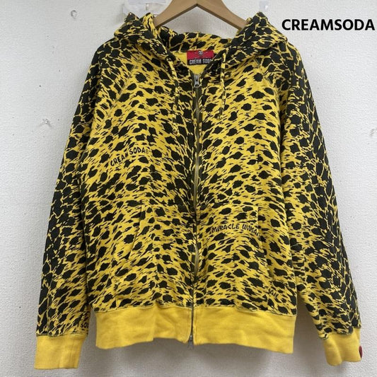 クリームソーダ CREAMSODA パーカー 長袖 レオパード ヒョウ柄 ダブル ジップ パーカー L 黄 / イエロー / yellow メンズ USED 古着 中古 50157189
