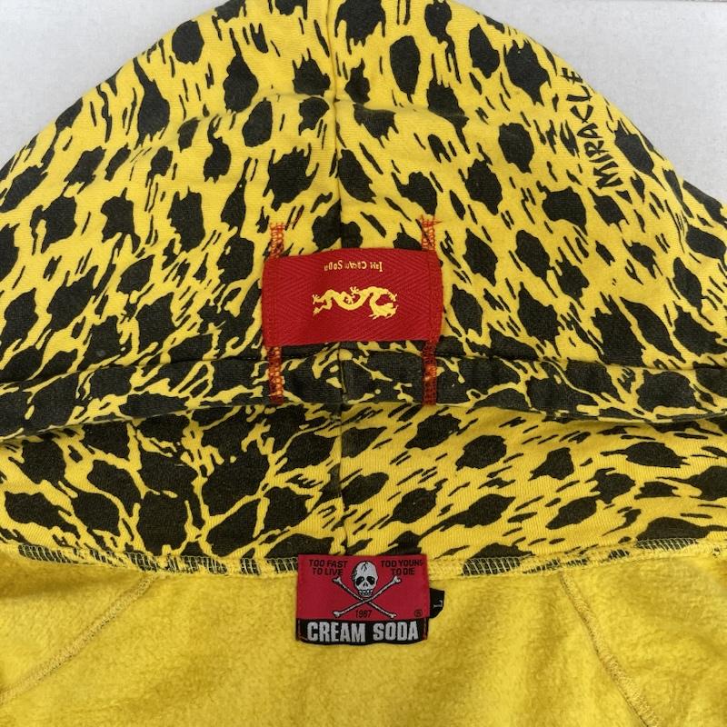 クリームソーダ CREAMSODA パーカー 長袖 レオパード ヒョウ柄 ダブル ジップ パーカー L 黄 / イエロー / yellow メンズ USED 古着 中古 50157189