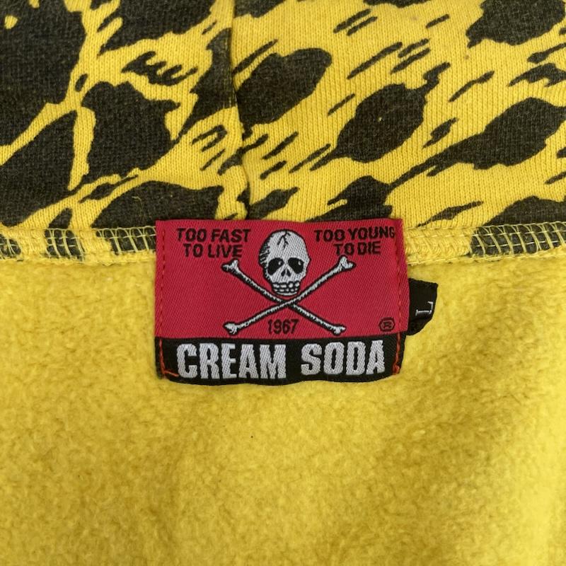 クリームソーダ CREAMSODA パーカー 長袖 レオパード ヒョウ柄 ダブル ジップ パーカー L 黄 / イエロー / yellow メンズ USED 古着 中古 50157189