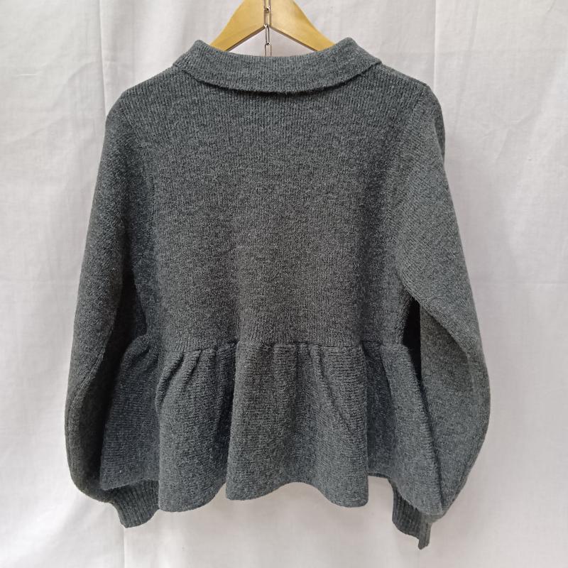 古着 USED カーディガン 長袖 Frene ポロ襟付きペプラムシルエットカーディガン グレー FREE FREE 無地 灰 / グレー / gray レディース USED 古着 中古 50157214