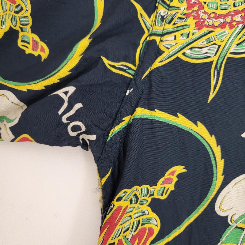 サンサーフ SUN SURF シャツ、ブラウス 半袖 アロハ ハワイアンシャツ 黒 レーヨン M相当 メンズ USED 古着 中古 50157217