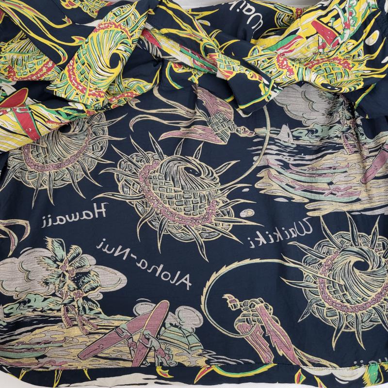 サンサーフ SUN SURF シャツ、ブラウス 半袖 アロハ ハワイアンシャツ 黒 レーヨン M相当 メンズ USED 古着 中古 50157217