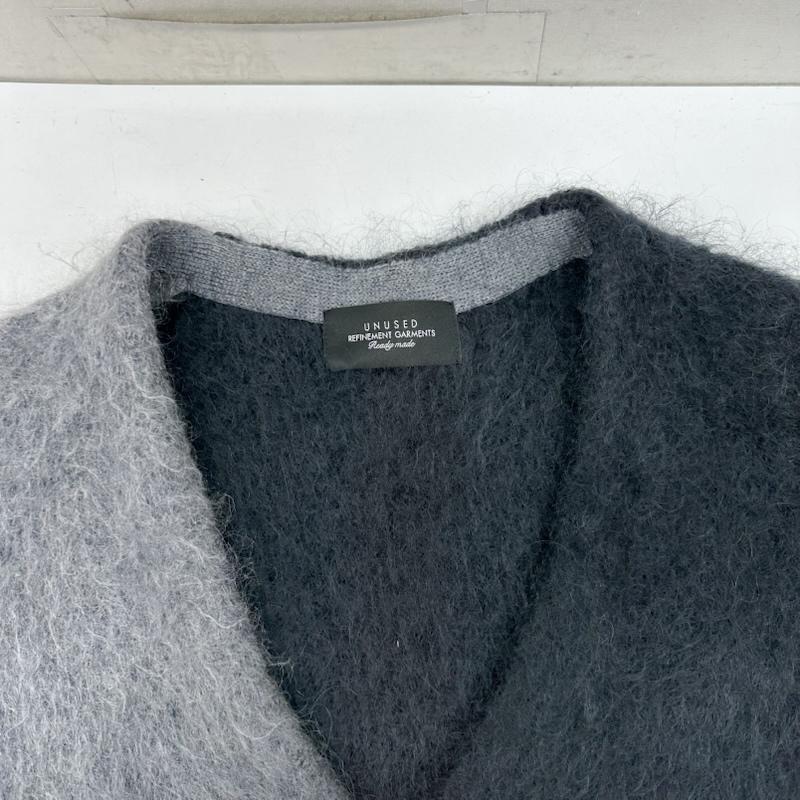 アンユーズド UNUSED カーディガン 長袖 Gradation mohair cardigan モヘア ニット カーディガン US2376 3 黒 / ブラック / black X 灰 / グレー / gray メンズ USED 古着 中古 50157232