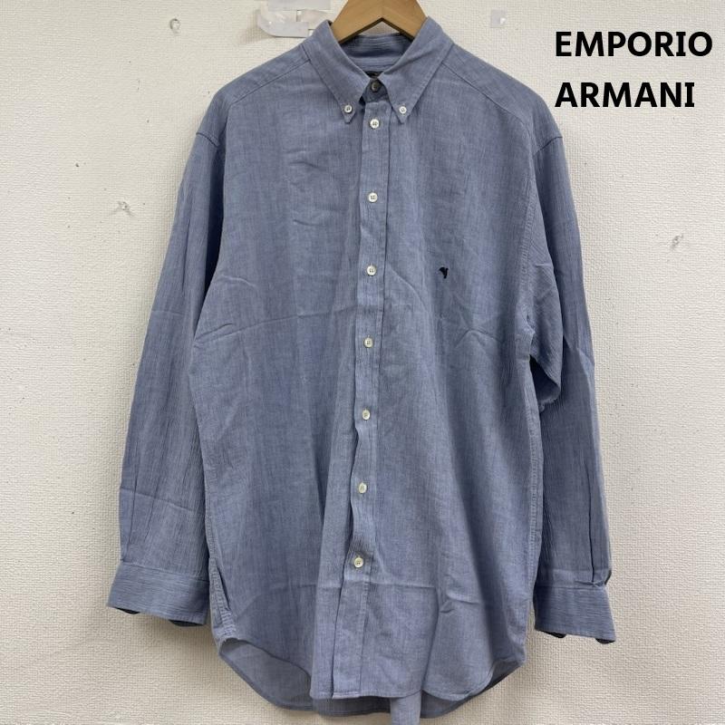 エンポリオアルマーニ EMPORIO ARMANI シャツ、ブラウス 長袖 ロゴ刺繍 コットン シャンブレー 長袖 シャツ 40 青 / ブルー / blue メンズ USED 古着 中古 50157233