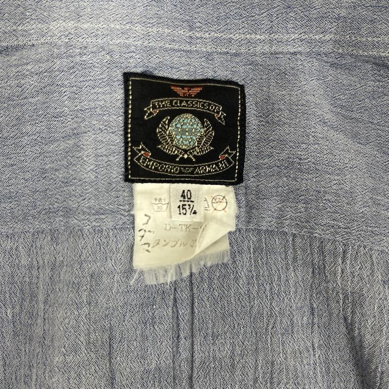 エンポリオアルマーニ EMPORIO ARMANI シャツ、ブラウス 長袖 ロゴ刺繍 コットン シャンブレー 長袖 シャツ 40 青 / ブルー / blue メンズ USED 古着 中古 50157233