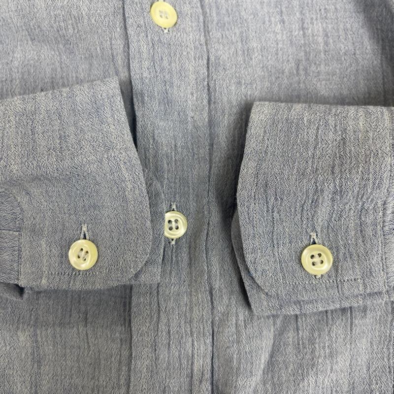 エンポリオアルマーニ EMPORIO ARMANI シャツ、ブラウス 長袖 ロゴ刺繍 コットン シャンブレー 長袖 シャツ 40 青 / ブルー / blue メンズ USED 古着 中古 50157233