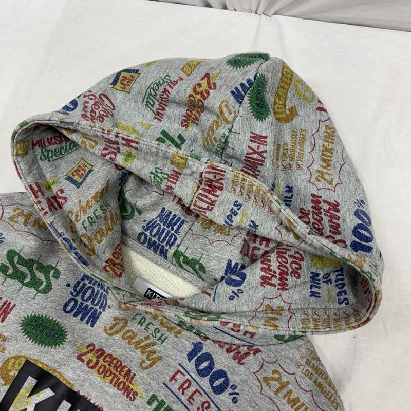 キス KITH パーカー 長袖 ロゴ 総柄 プルオーバー フーディ スウェット パーカー L 総柄 灰 / グレー / gray メンズ USED 古着 中古 50157266