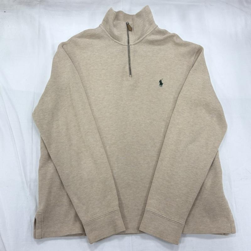 ラルフローレン RALPHLAUREN トレーナー 長袖 ハーフジップ セーター ポニー 刺繍 トレーナー ニット M 無地 X ワンポイント X ロゴ、文字 X 刺繍 ベージュ / ベージュ / beige X 緑 / グリーン / green メンズ USED 古着 中古 50157276