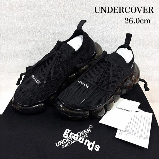 アンダーカバー UNDERCOVER スニーカー スニーカー 26SS grounds グラウンズ UP1F9F01 ニットアッパー ロゴ クリアソール スニーカー 26.0cm 無地 X ワンポイント X ロゴ、文字 X プリント 黒 / ブラック / black X 白 / ホワイト / white メンズ USED 古着 中古 50157279