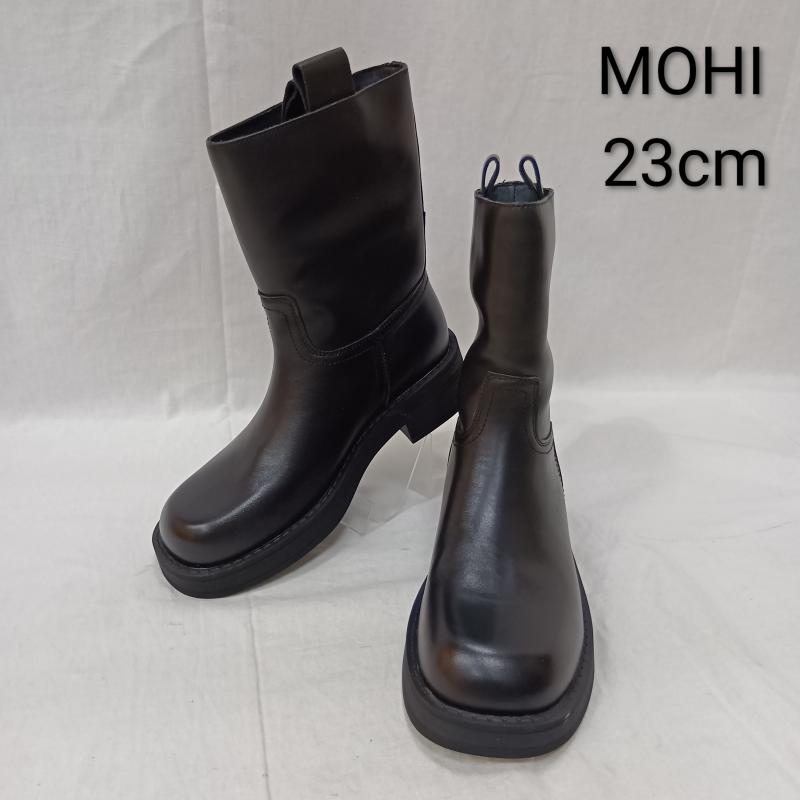 モヒ MOHI ブーツ ショートブーツ レザー ミドルブーツ black 23cm 23.0cm 無地 黒 / ブラック / black レディース USED 古着 中古 50157282
