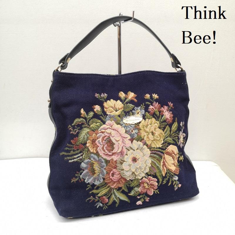 シンクビー Think Bee! ショルダーバッグ ショルダーバッグ ミオゾティス 2way ショルダー ハンド バッグ 花柄 - 紺 / ネイビー / navy レディース USED 古着 中古 50157289