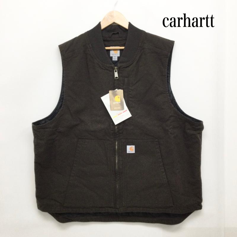 カーハート Carhartt ベスト ベスト カーハート リブカラー ワークベスト CARHARTT LOOSE FIT WASHED DUCK INSULATED RIB COLLAR VEST 104395 XXL 無地 茶 / ブラウン / brown メンズ USED 古着 中古 50157324