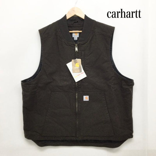 カーハート Carhartt ベスト ベスト カーハート リブカラー ワークベスト CARHARTT LOOSE FIT WASHED DUCK INSULATED RIB COLLAR VEST 104395 XXL 無地 茶 / ブラウン / brown メンズ USED 古着 中古 50157324