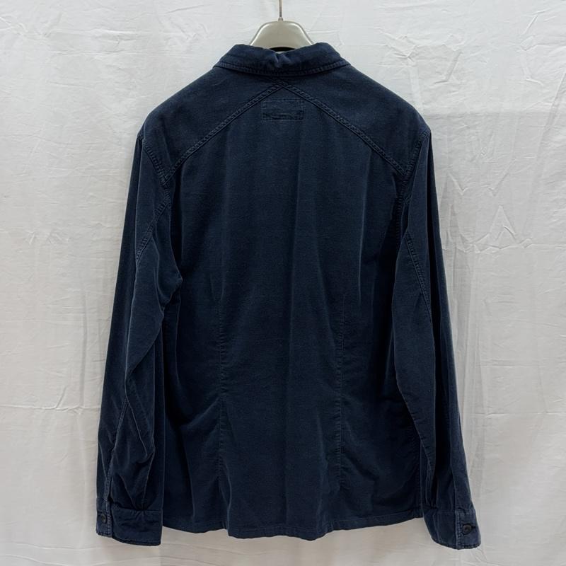 アルマーニ ジーンズ ARMANI JEANS シャツ、ブラウス 長袖 レギュラーカラー フラップ ポケット コットン ロングスリーブ シャツ イタリア製 XL ワンポイント X ロゴ、文字 X 刺繍 紺 / ネイビー / navy メンズ USED 古着 中古 50157331