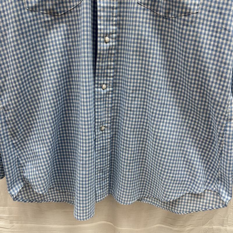 リーバイス Levi s シャツ、ブラウス 長袖 70s USA製 ポリエステル コットン ギンガム チェック ウェスタン シャツ L チェック 白 / ホワイト / white X 水色 / ライトブルー / メンズ USED 古着 中古 50157334