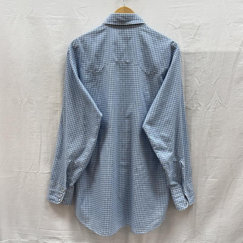 リーバイス Levi s シャツ、ブラウス 長袖 70s USA製 ポリエステル コットン ギンガム チェック ウェスタン シャツ L チェック 白 / ホワイト / white X 水色 / ライトブルー / メンズ USED 古着 中古 50157334