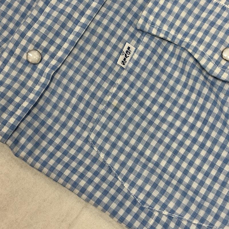 リーバイス Levi s シャツ、ブラウス 長袖 70s USA製 ポリエステル コットン ギンガム チェック ウェスタン シャツ L チェック 白 / ホワイト / white X 水色 / ライトブルー / メンズ USED 古着 中古 50157334