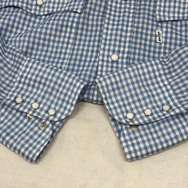 リーバイス Levi s シャツ、ブラウス 長袖 70s USA製 ポリエステル コットン ギンガム チェック ウェスタン シャツ L チェック 白 / ホワイト / white X 水色 / ライトブルー / メンズ USED 古着 中古 50157334