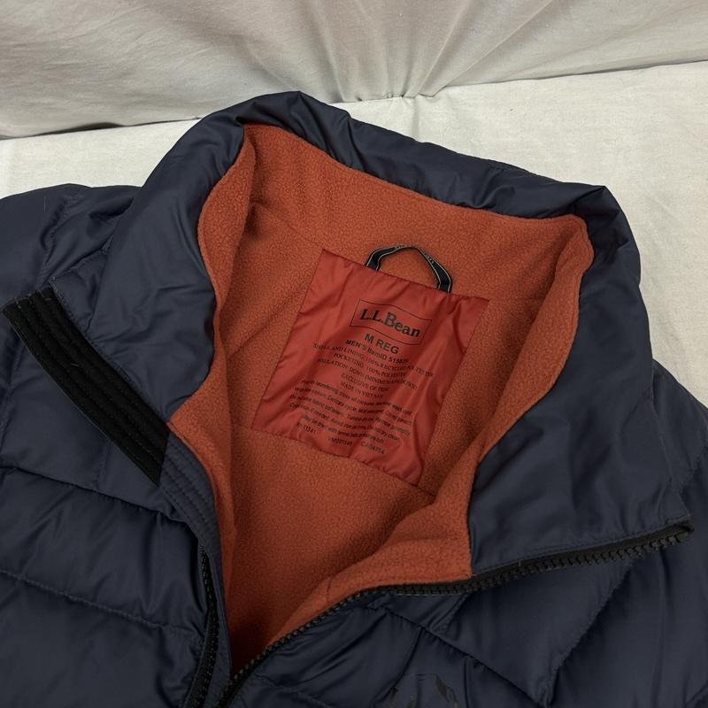 エルエルビーン L.L.Bean ジャケット、上着 ダウンジャケット 515829 ビーンズ ダウン ジャケット 裏フリース フルジップ スタンドカラー M ワンポイント X ロゴ、文字 紺 / ネイビー / navy メンズ USED 古着 中古 50157336