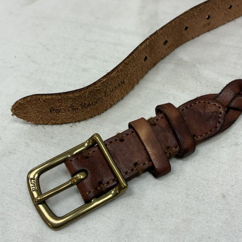 ポロラルフローレン POLO RALPH LAUREN ベルト・バックル ベルト ピン バックル 編み込み レザー メッシュ ベルト 40 / 100 - ワンポイント X ロゴ、文字 茶 / ブラウン / brown メンズ USED 古着 中古 50157352