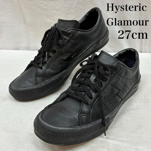 ヒステリックグラマー HYSTERIC GLAMOUR スニーカー スニーカー オール レザー サンダー ローカット スニーカー 27.0cm ワンポイント X ロゴ、文字 黒 / ブラック / black メンズ USED 古着 中古 50157370