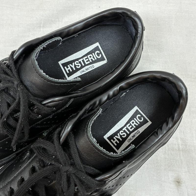 ヒステリックグラマー HYSTERIC GLAMOUR スニーカー スニーカー オール レザー サンダー ローカット スニーカー 27.0cm ワンポイント X ロゴ、文字 黒 / ブラック / black メンズ USED 古着 中古 50157370