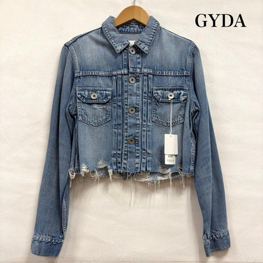 ジェイダ GYDA ジャケット、上着 ジャンパー、ブルゾン リヨセル ショート HEM ダメージ デニム Gジャン カットオフデザイン FREE ダメージ加工 青 / ブルー / blue レディース USED 古着 中古 50157374